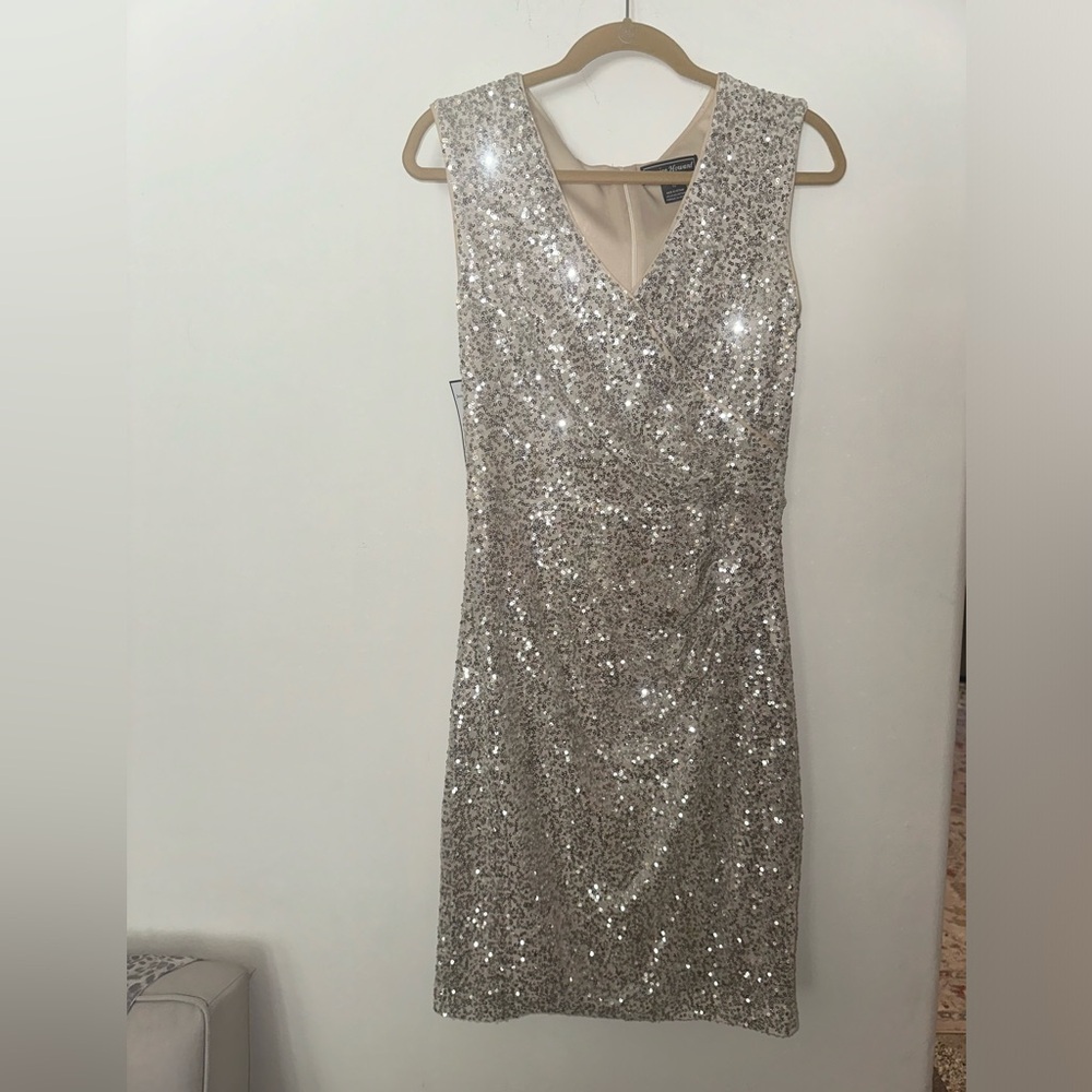 SEQUIN dress. size 10.  gold color.